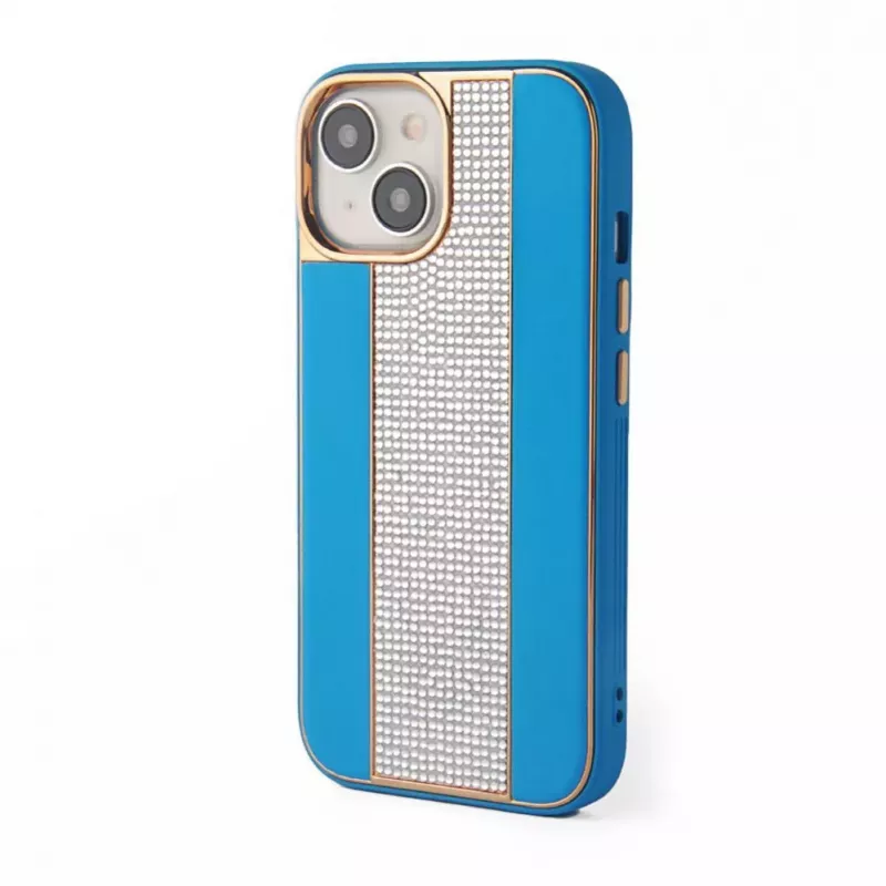iLike Apple iPhone 15 θήκη δερμάτινη με διαμάντια μπλε