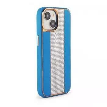 iLike Apple iPhone 15 θήκη δερμάτινη με διαμάντια μπλε