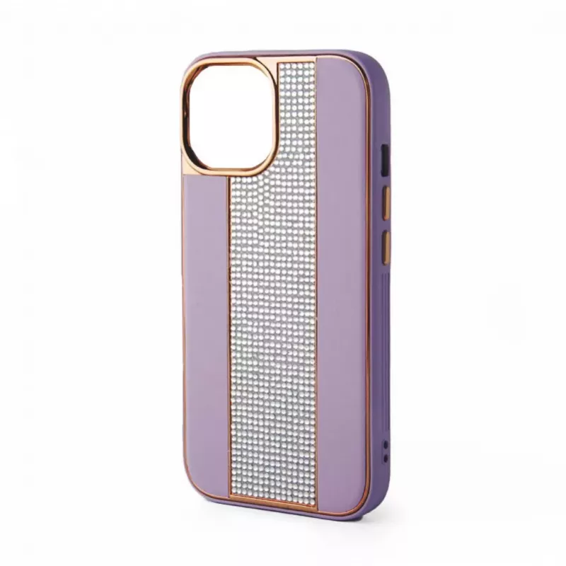iLike Apple iPhone 15 Pro θήκη δερμάτινη με διαμάντια ροζ άμμος