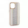 iLike Apple iPhone 15 Pro θήκη δερμάτινη με διαμάντια λευκό