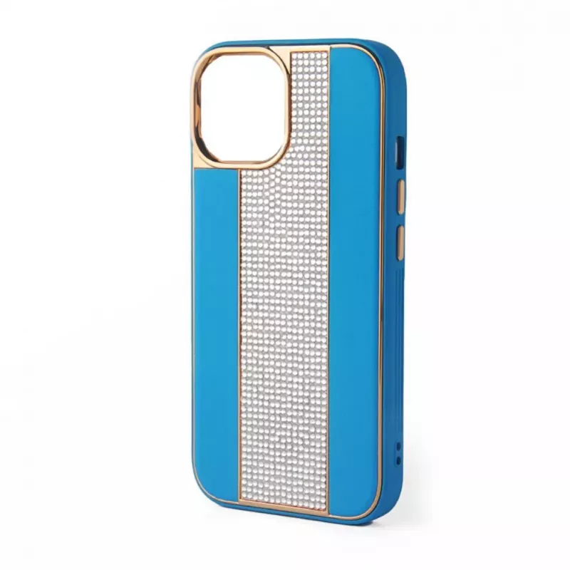 iLike Apple iPhone 15 Pro θήκη δερμάτινη με διαμάντια μπλε