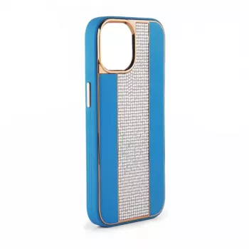 iLike Apple iPhone 15 Pro θήκη δερμάτινη με διαμάντια μπλε