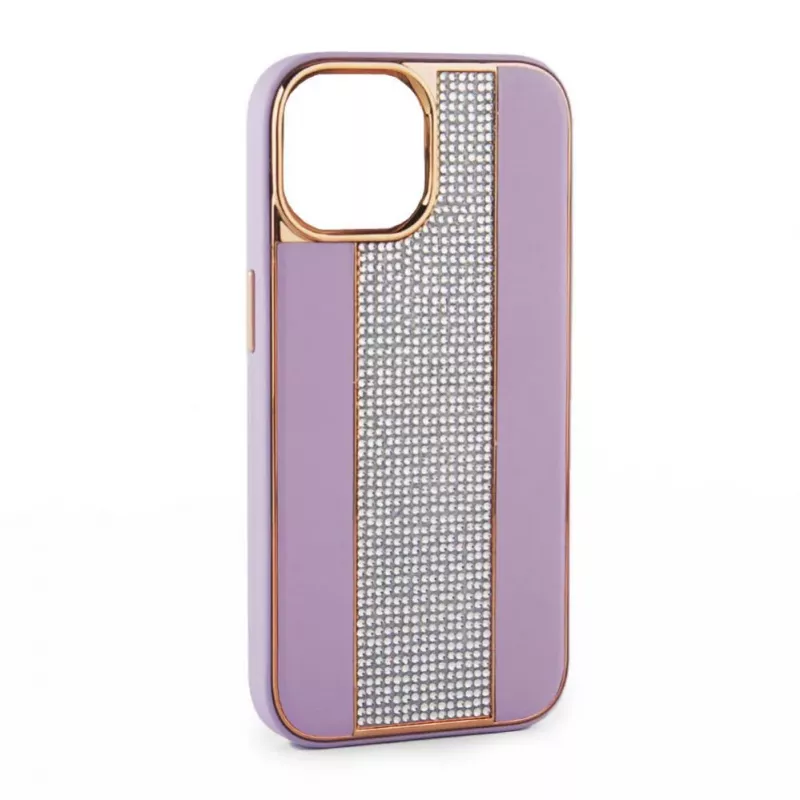 iLike Apple iPhone 15 Pro Max θήκη δερμάτινη με διαμάντια ροζ άμμος