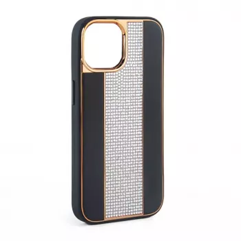 iLike Apple iPhone 15 Pro Max θήκη δερμάτινη με διαμάντια μαύρο