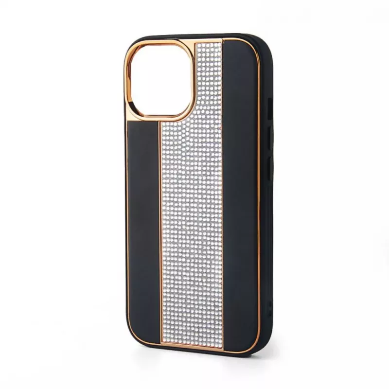 iLike Apple iPhone 15 Pro Max θήκη δερμάτινη με διαμάντια μαύρο