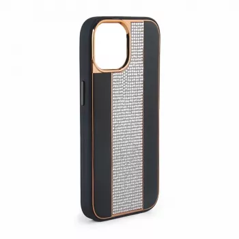 iLike Apple iPhone 15 Pro Max θήκη δερμάτινη με διαμάντια μαύρο
