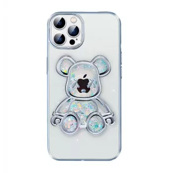 iLike Apple iPhone 13 Pro θήκη σιλικόνης Print Desire Bear ασημί