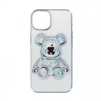 iLike Apple iPhone 14 θήκη σιλικόνης Print Desire Bear ασημί