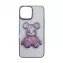 iLike Apple iPhone 15 θήκη σιλικόνης Print Desire Bear μωβ