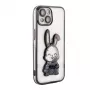 iLike Apple iPhone 15 θήκη σιλικόνης Print Desire Rabbit μαύρο