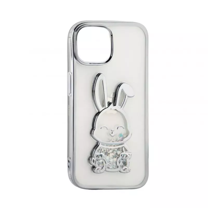 iLike Apple iPhone 15 θήκη σιλικόνης Print Desire Rabbit ασημί