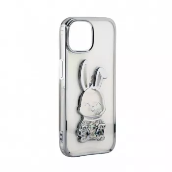 iLike Apple iPhone 15 θήκη σιλικόνης Print Desire Rabbit ασημί