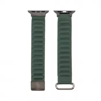 Connect Watch 42/44/45mm Premium PU Δέρμα Μαγνητικό Loop Λουράκι Ρολογιού Cedar Green