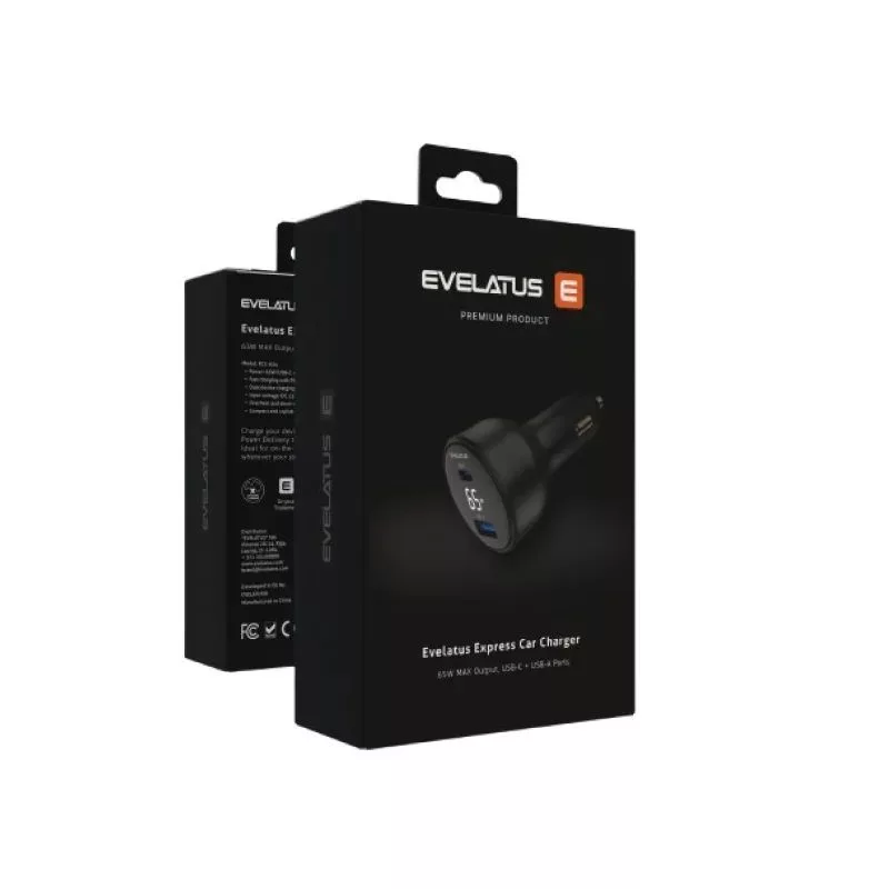 EVELATUS Express Φορτιστής Αυτοκινήτου 65W Μαύρος