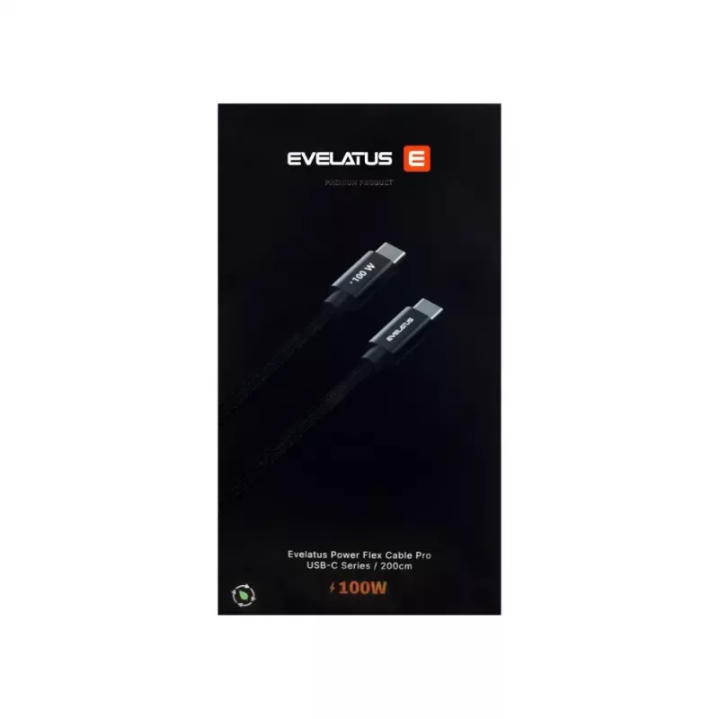 Evelatus Flex Cable Pro USB 2.0 Type C σε Type C 2M 100W 5A Μαύρο