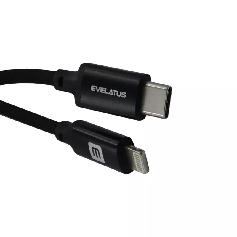 Evelatus AutoSpring Coiled Cable USB A σε Lightning 1.2M Καλώδιο Μαύρο