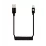 Evelatus AutoSpring Coiled Cable USB A σε Lightning 1.2M Καλώδιο Μαύρο