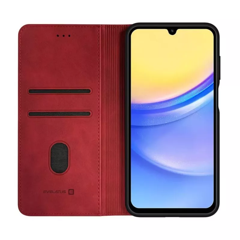 Evelatus Samsung Galaxy A15 Θήκη βιβλίου Folio κόκκινο