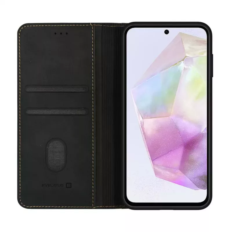 Evelatus Samsung Galaxy A35 Θήκη βιβλίου Folio μαύρο