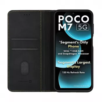 Evelatus Xiaomi Poco M7 θήκη βιβλίου Folio μαύρο