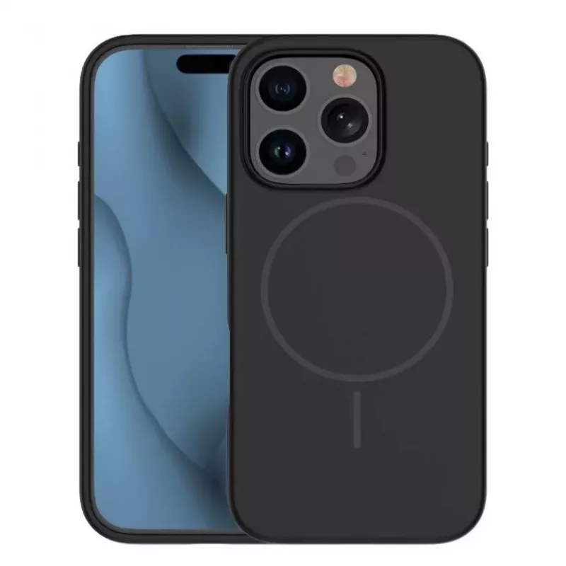 iLike Apple iPhone 15 Pro Soft Touch Θήκη Σιλικόνης με Μαγνήτη Μαύρο