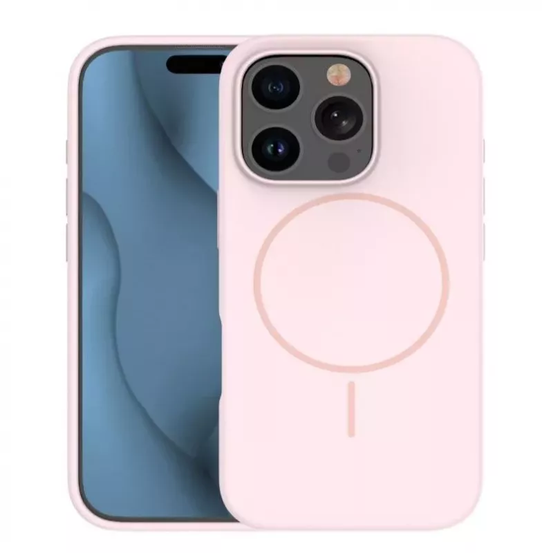 iLike Apple iPhone 16 Pro Soft Touch Θήκη Σιλικόνης με Μαγνήτη Ανοιχτό Ροζ