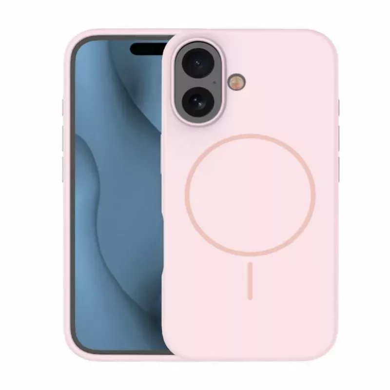 iLike Apple iPhone 16 Soft Touch Θήκη Σιλικόνης με Μαγνήτη Ανοιχτό Ροζ