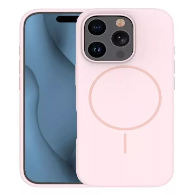 iLike Apple iPhone 16 Pro Max Soft Touch Θήκη Σιλικόνης με Μαγνήτη Ανοιχτό Ροζ
