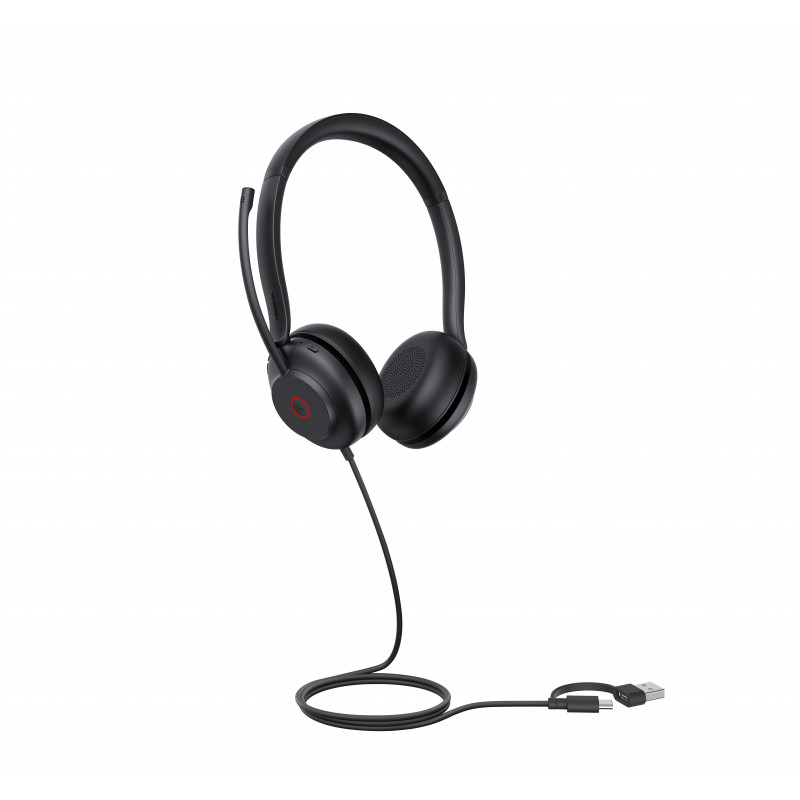 Yealink UH35 Dual UC USB-C/A On-Ear Headset με USB-A/USB-C, Μαύρο