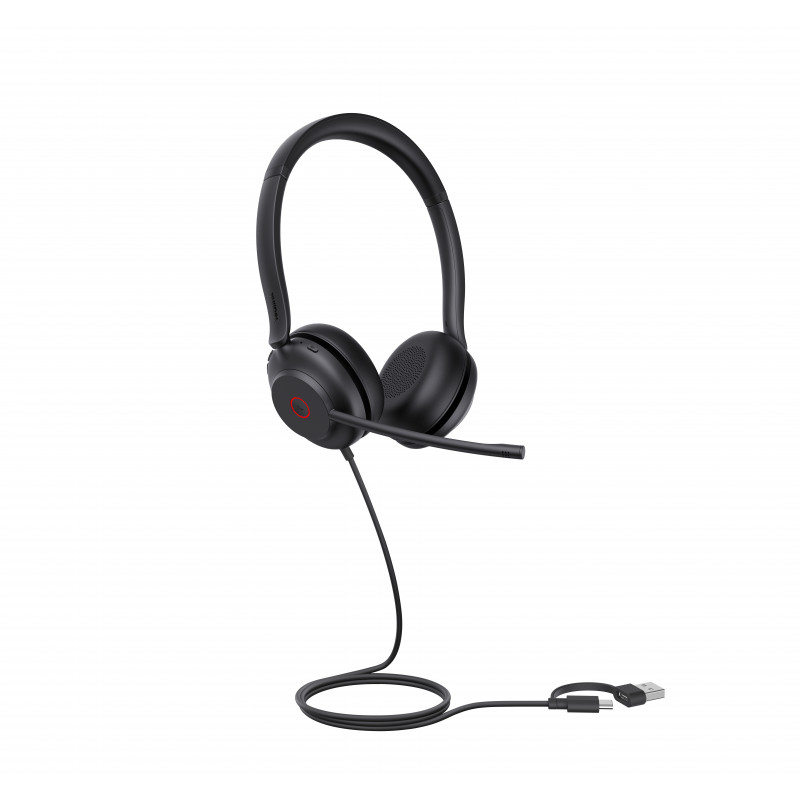 Yealink UH35 Dual UC USB-C/A On-Ear Headset με USB-A/USB-C, Μαύρο