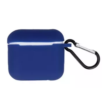 iLike Apple θήκη για AirPods 3 με καραμπίνερ μπλε