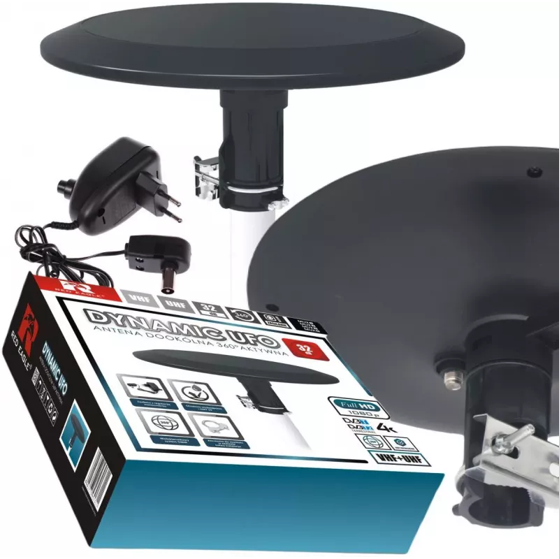 OPTICUM RED Opticum DVB-T Dynamic UFO-360 Μαύρη Ενεργή Εξωτερική Παγκατευθυντική Κεραία