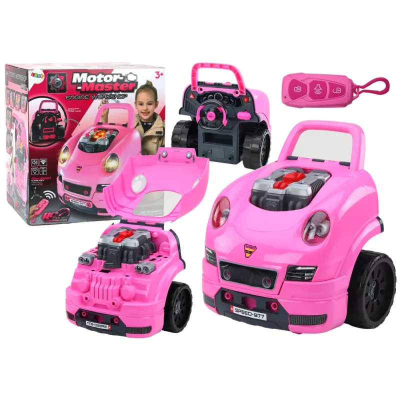 LEAN TOYS Φορτηγό κινητήρα συνεργείου DIY Kit Ροζ