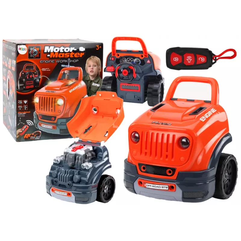 LEAN TOYS Κινητήρας αυτοκινήτου συνεργείου DIY Kit Πορτοκαλί