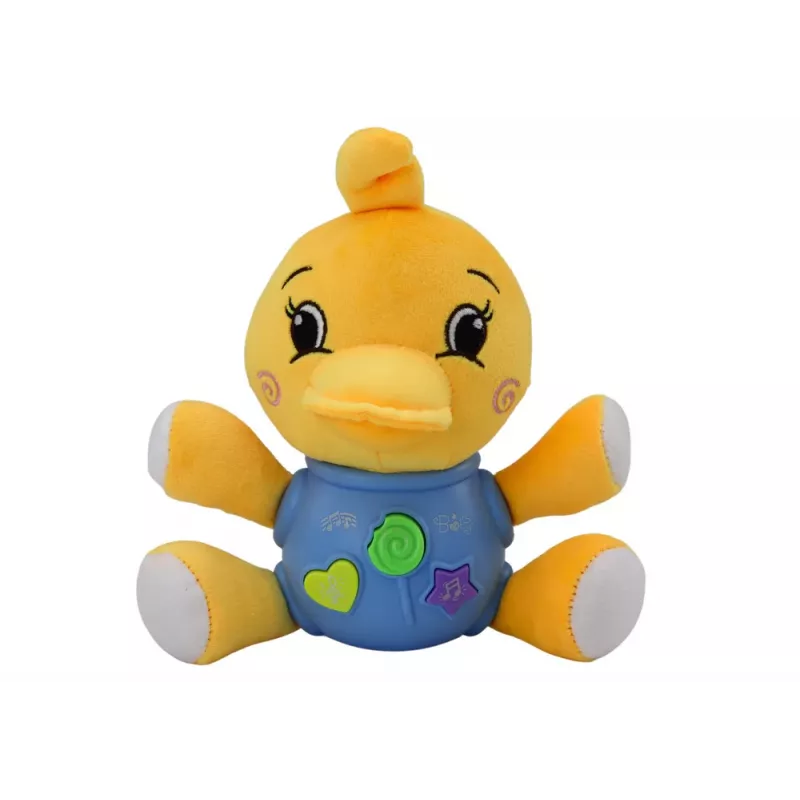 LEAN TOYS Λούτρινη πάπια διαδραστική κίτρινη που παίζει 19 cm