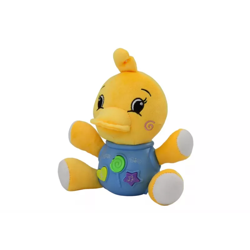 LEAN TOYS Λούτρινη πάπια διαδραστική κίτρινη που παίζει 19 cm