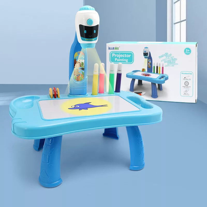 LEAN TOYS Μίνι προβολέας ρομπότ τραπέζι 2 σε 1 Αξεσουάρ Μπλε
