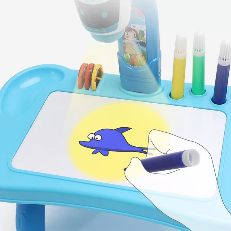 LEAN TOYS Μίνι προβολέας ρομπότ τραπέζι 2 σε 1 Αξεσουάρ Μπλε
