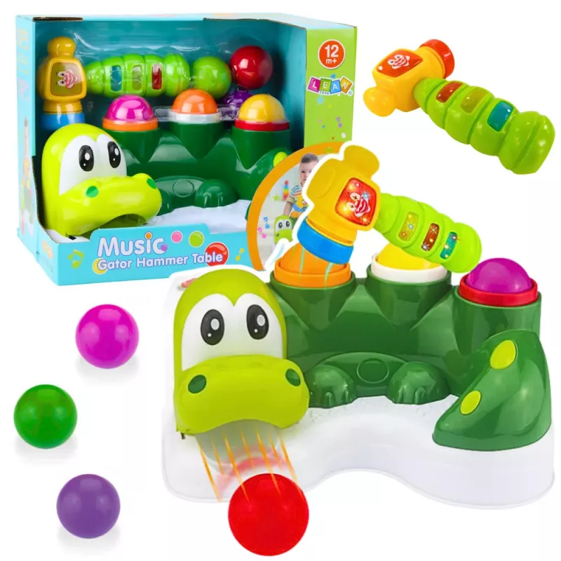LEAN TOYS Παιχνίδι arcade με μπάλα και σφυρί διαδραστικός κροκόδειλος