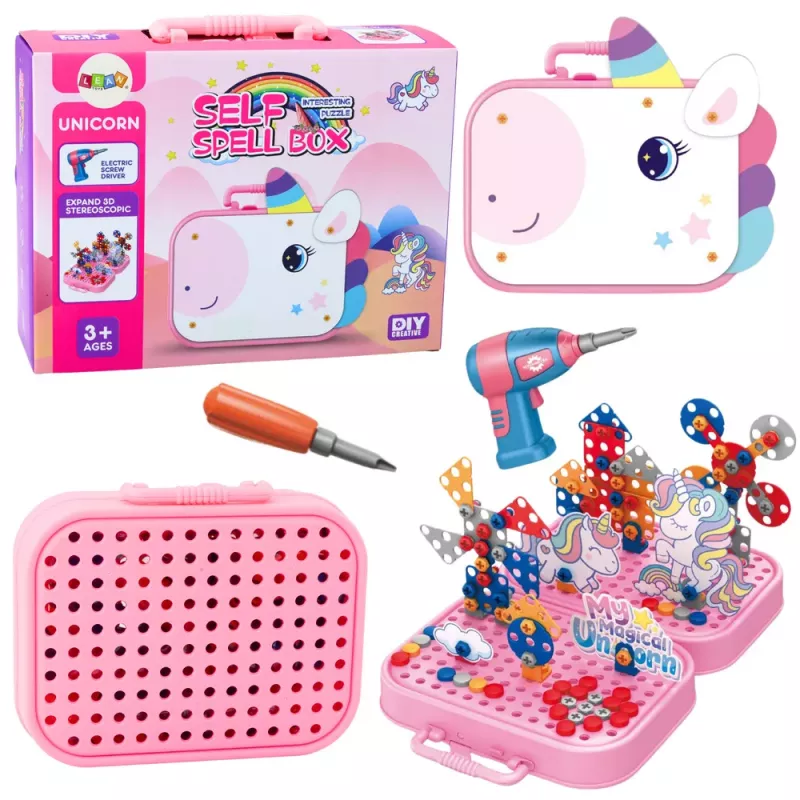 LEAN TOYS DIY σετ δομικών τουβλάκων μονόκερος με δράπανο