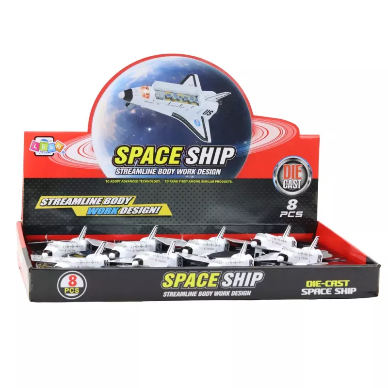 LEAN TOYS Διαστημόπλοιο Μεταλλικό Pull-Back Κίνηση Λευκό Σχέδια