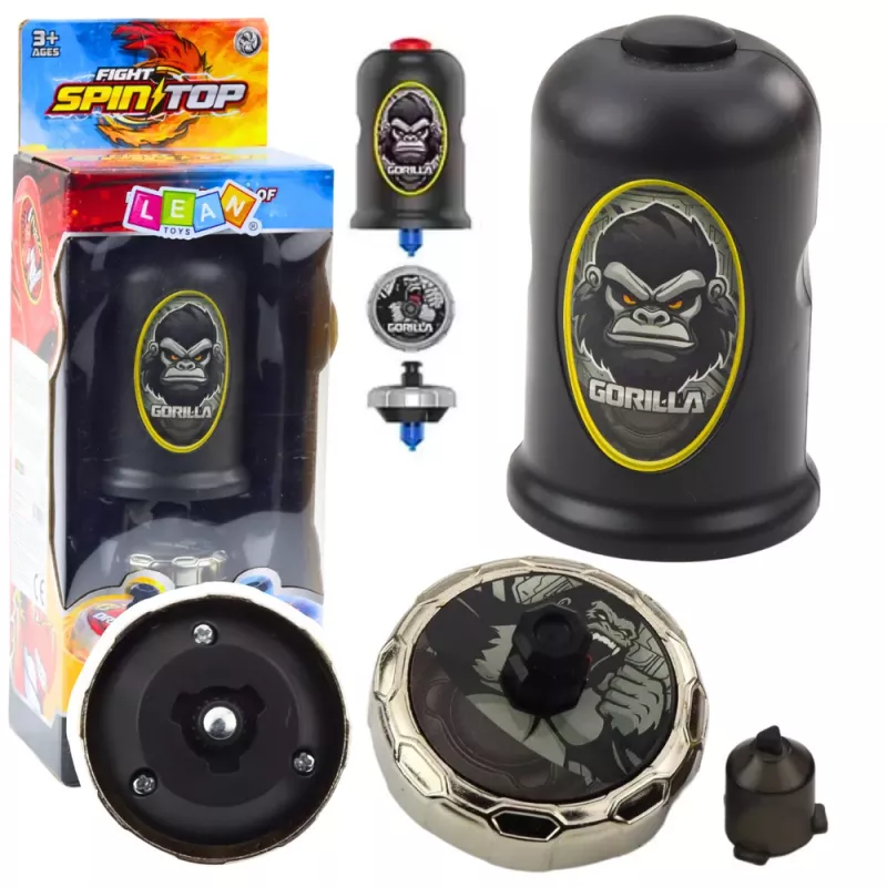 LEAN TOYS Ιπτάμενος δίσκος Γορίλας Μαύρη Σβούρα Εκτοξευτής Σετ