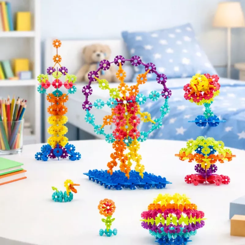 LEAN TOYS Σετ δομικών τούβλων νιφάδα χιονιού σε βαλίτσα 140 τεμ.