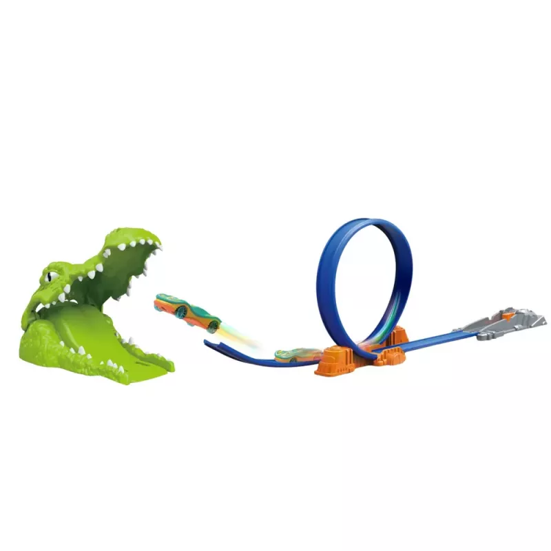 LEAN TOYS Πίστα Αυτοκινήτου Καταπέλτης Εκτόξευσης Κροκόδειλος