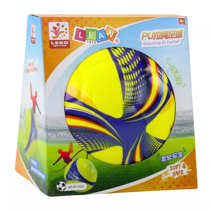 LEAN TOYS Μπάλα Αφρού σε Κορδόνι με Λαβή Έλξης Κίτρινη 14cm