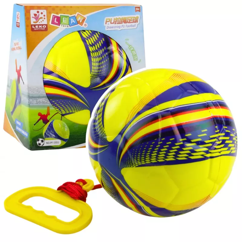 LEAN TOYS Μπάλα Αφρού σε Κορδόνι με Λαβή Έλξης Κίτρινη 14cm
