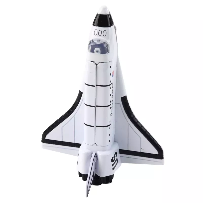 LEAN TOYS Μεταλλικό Διαστημόπλοιο Pull-Back με Άνοιγμα Λευκό