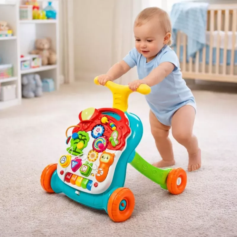 LEAN TOYS Εκπαιδευτικός Περπατούρας Ώθησης Τραπέζι Διαδραστικό Πάνελ 5 σε 1 Πολύχρωμο