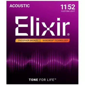 Elixir Strings 16027 Phosphor Bronze Custom Light NANOWEB Χορδές ακουστικής κιθάρας (11-52)