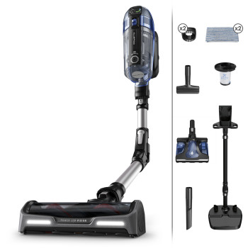 Rowenta X-Force Flex 14.60 Auto Docking Ασύρματη Σκούπα Μπαταρίας RH99C3 - Μπλε/Αλουμίνιο, 32,4V, 70min Χρόνος Λειτουργίας, Στόμιο Aqua, Φωτισμός LED